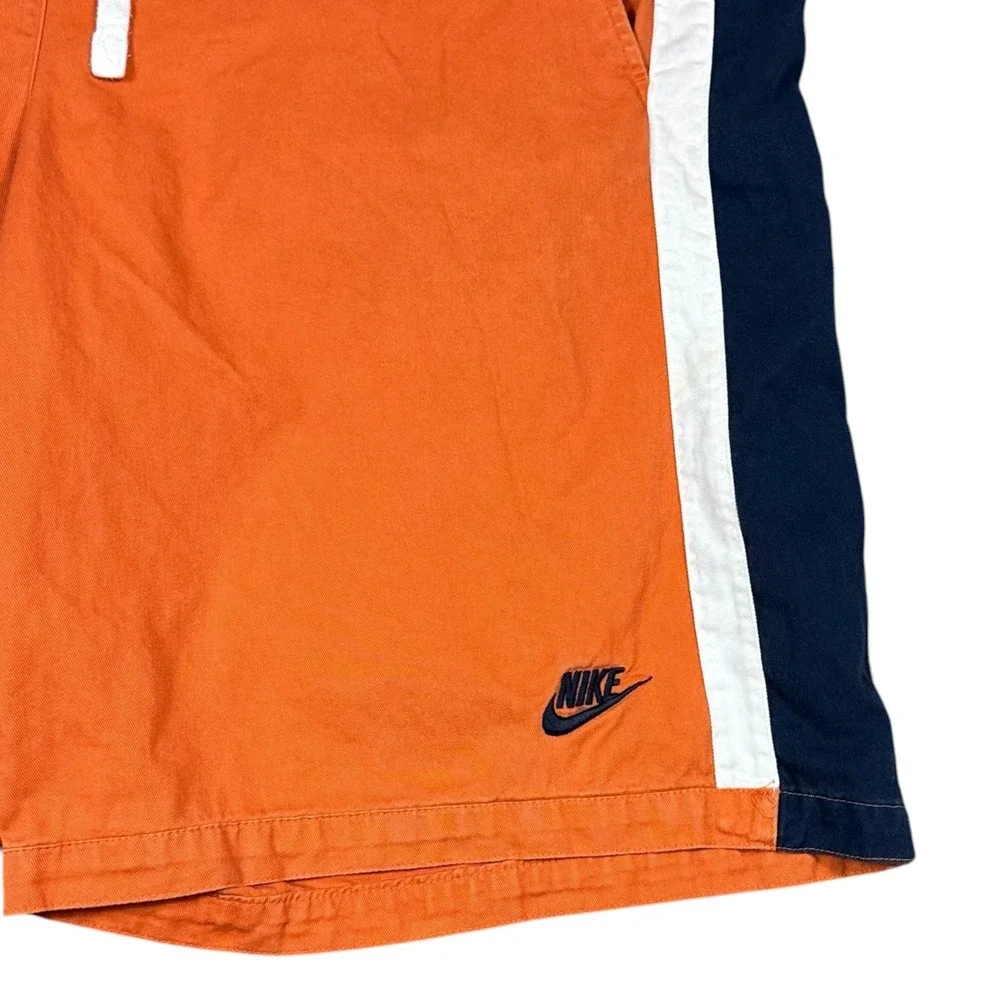 Vintage Y2K 2000s Nike Orange/White/Navy Shorts Men's XL Adjustable Waist